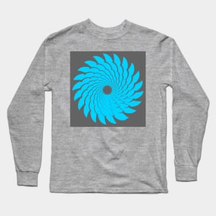 Blue pattern on grey background. Long Sleeve T-Shirt